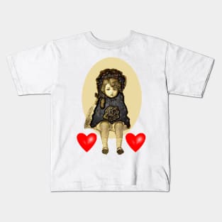 Mourning doll with sad hearts Kids T-Shirt